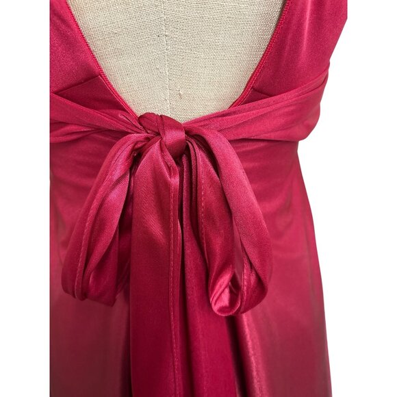 Vintage Y2K Jump Apparel Red Satin Spaghetti Strap Dress Ruched Bodice Sparkle - Picture 7 of 12